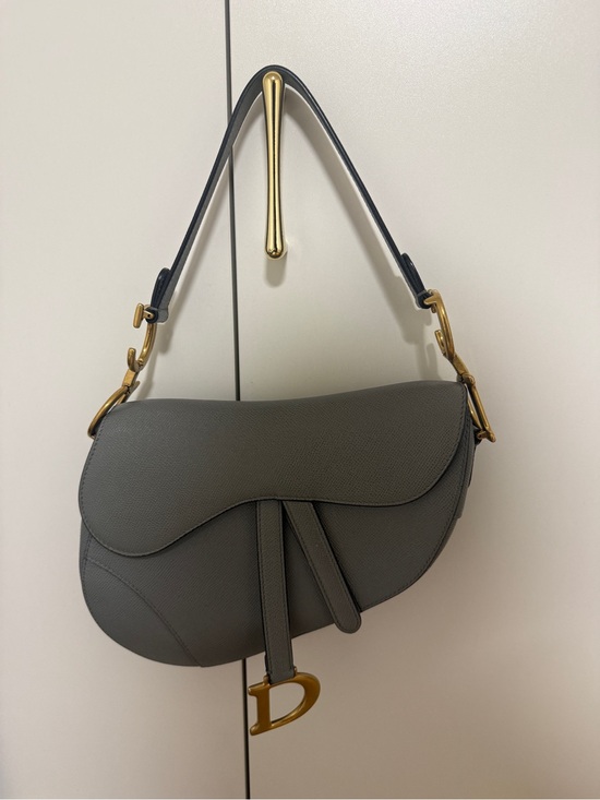 Dior Handbags - Gray Dior Saddle Shoulder Bag with Gold Hardware